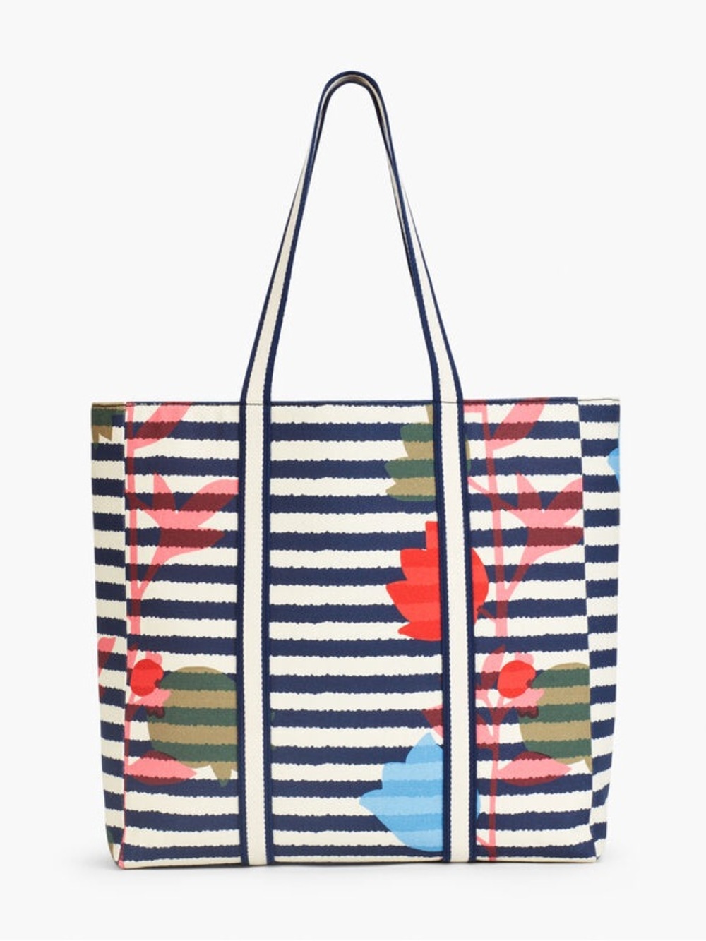 Talbots Flowers & Stripes Canvas Tote Bag striped pattern colorful floral